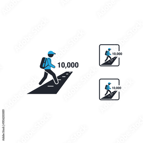 A person walking on a road with a large step count displayed