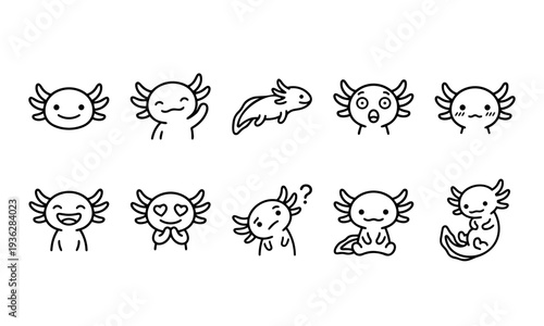 Playful Axolotl Icon Set