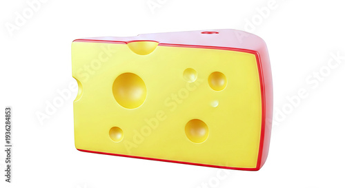 3D Rendered Slice of Swiss Cheese with Holes
