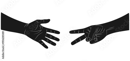 Rock-paper-scissors game hand silhouette vector design