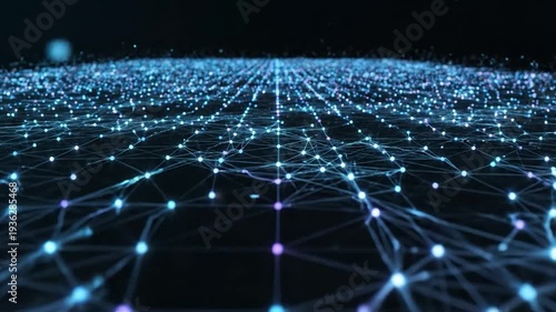 Abstract digital network with glowing blue and purple connections