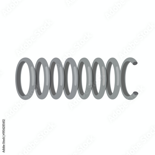 Coiled Metal Spring Isolated on White Background