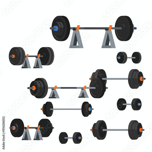 Dumbbells and Weights on Stands