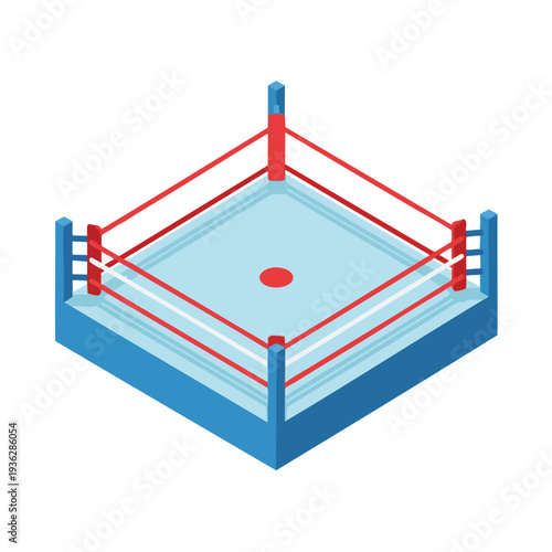 Isometric Illustration of a Boxing Ring