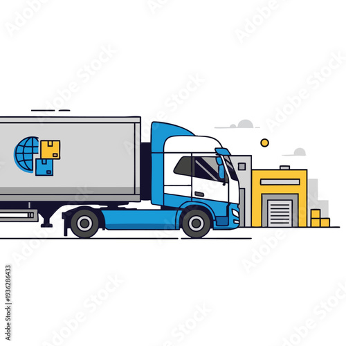 Delivery Truck at Warehouse Entrance