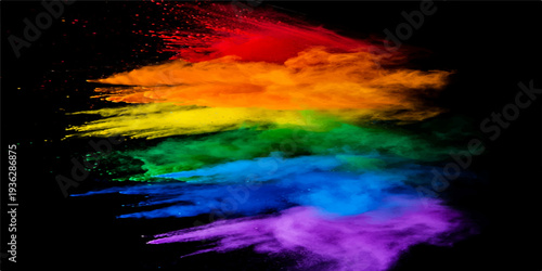 An abstract colorful rainbow background captures the beauty of a sunset over the ocean with orange and red sunlight reflecting on the water and sky