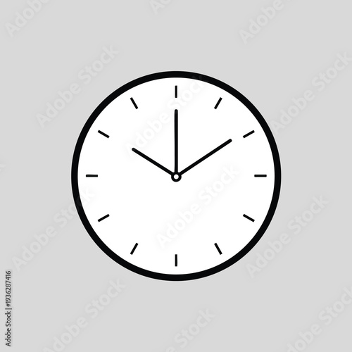 Simple Clock Icon on Gray Background