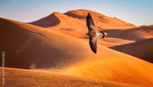 falcon gliding through the desert