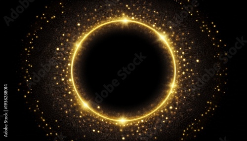 golden glitter sparkle particle circular frame background