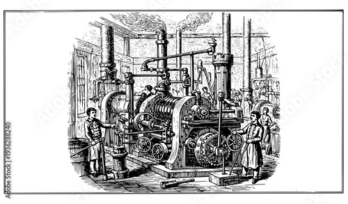 19th Century Vintage Engraving Illustration – Hand-Drawn Vector