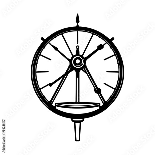 Clean Black Silhouette of a Wind Gauge Anemometer, Perfect for Weather Station Icons & Modern Design Projects on a White Background