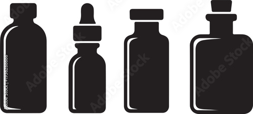 Medicine Dropper Bottle Icon Set Pharmacy Containers,Essential Oil Dropper Bottle Collection Vector