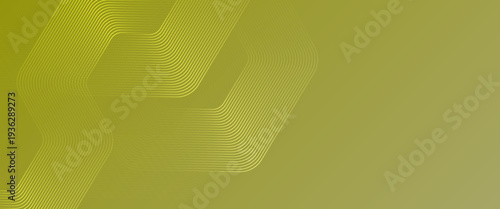 Modern Olive Green Geometric Hexagonal Line Background. A sophisticated vector illustration featuring glowing yellow concentric hexagonal outlines on a sleek olive gradient.