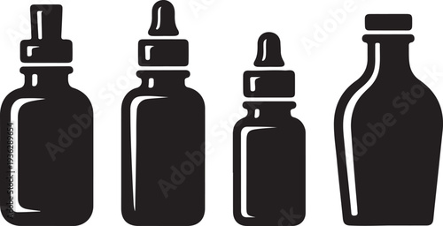Medicine Dropper Bottle Icon Set Pharmacy Containers,Essential Oil Dropper Bottle Collection Vector