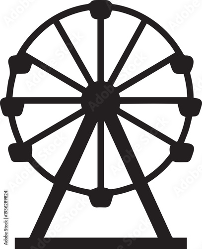 Ferris Wheel Silhouette Vector Black and White