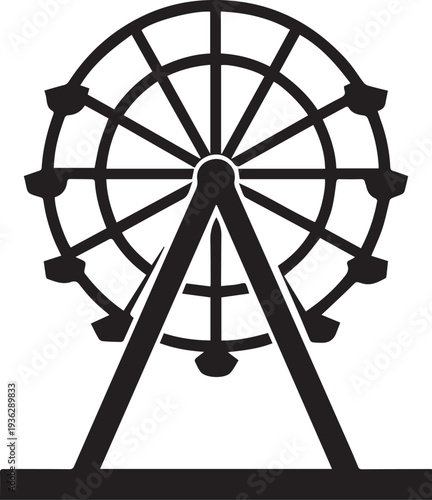 Ferris Wheel Silhouette Vector Black and White