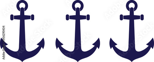 Nautical anchor symbols maritime ship anchor icon set navy vector illustration isolated