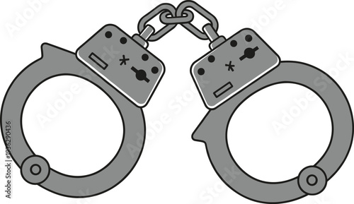 Police handcuffs line art illustration law enforcement restraint equipment vector isolated on white