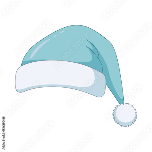 Light blue sleepy cap with fluffy pom-pom isolated on a white background, featuring a cozy and inviting design, perfect for bedtime comfort