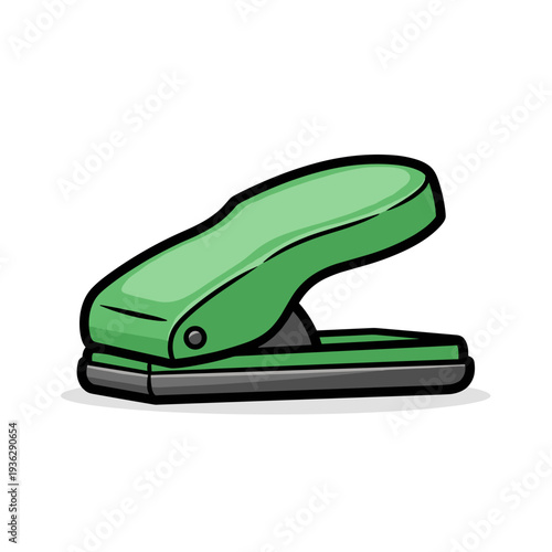 Green paper craft punch with sleek design isolated on white background, featuring a modern, compact shape and detailed illustration style