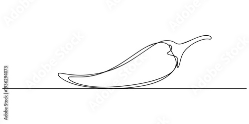 chilli pepper continuous one line drawing, Continuous line drawing of chili pepper. Single line vector illustration of chili pepper. Editable line, Continuous line drawing of a spicy chili pepper