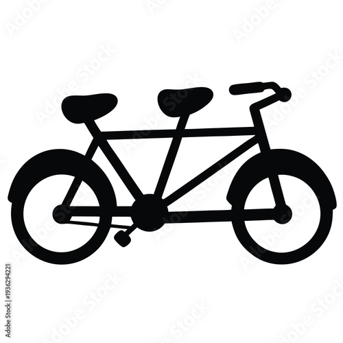 A Silhouette of a Tandem Bicycle, an Unusual Bike Built for Two People