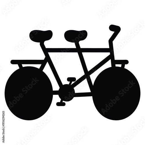 Silhouette of a tandem bicycle or bike for two people concept