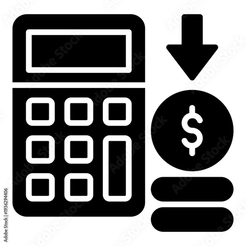 Loan Interest Cut Glyph Icon – Rate Cut, Discount and Financial Reduction Concept