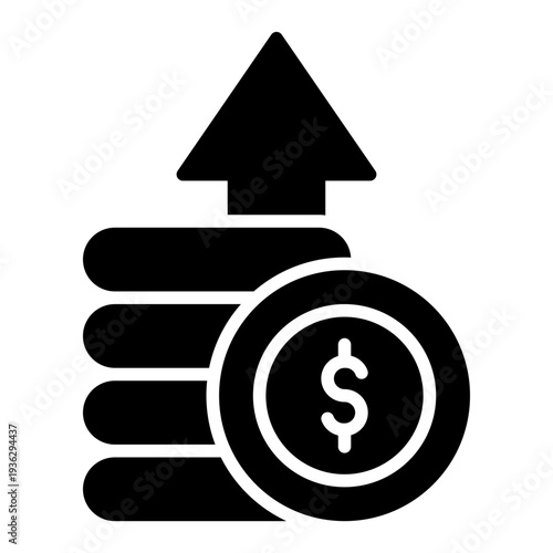 Dollar Appreciation Glyph Icon – Rate Cut, Discount and Financial Reduction Concept