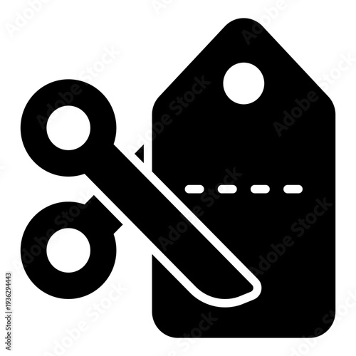 Cut Price Glyph Icon – Rate Cut, Discount and Financial Reduction Concept