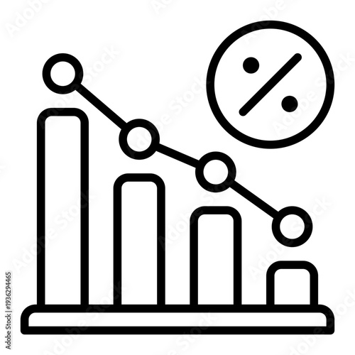 Tax Reduction Rate Cut Line Icon