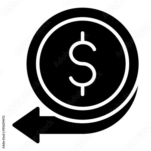 Cashback Offer Glyph Icon – Rate Cut, Discount and Financial Reduction Concept