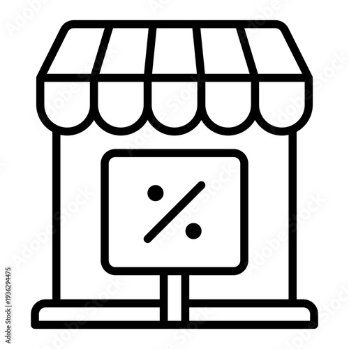 Store Sale Rate Cut Line Icon