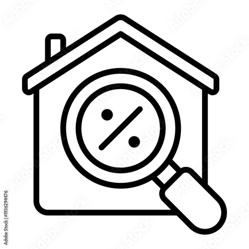 Real Estate Discount Rate Cut Line Icon