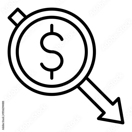 Price Drop Rate Cut Line Icon