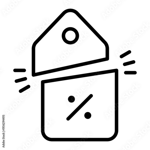 Price Slash Rate Cut Line Icon