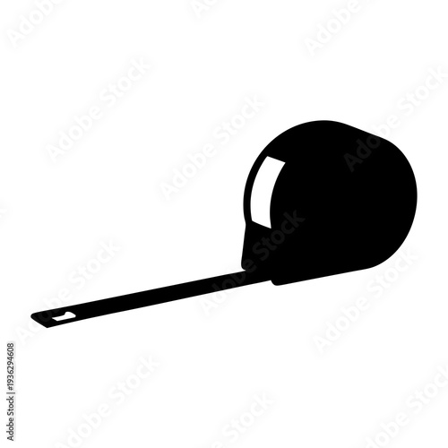 A simple black and white illustration of an extended tape measure tool