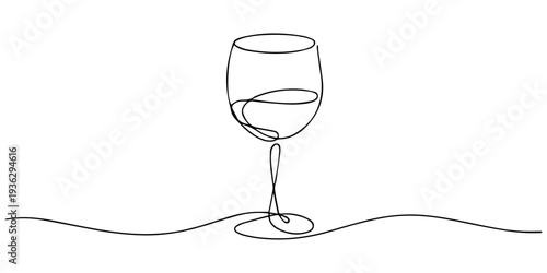 wine glass continuous one line drawing, Two wine glass single line icon. Continuous one line drawing of wine glasses vector illustration, wine glass continuous one line drawing, Continuous one line