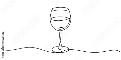 wine glass continuous one line drawing, Two wine glass single line icon. Continuous one line drawing of wine glasses vector illustration, wine glass continuous one line drawing, Continuous one line