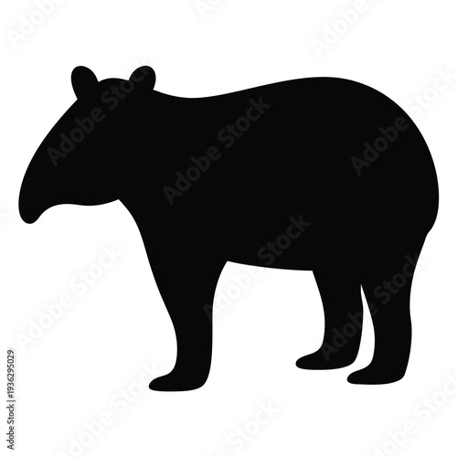 Silhouette of a Tapir, an Animal from Central and South America