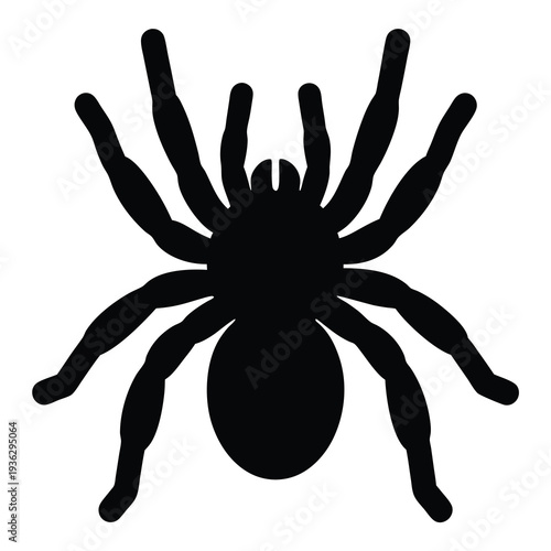 Monochrome Silhouette of a Large and Frightening Spider with Eight Legs
