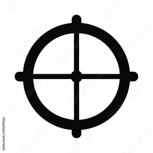A simple black target symbol with crosshairs in a circular shape