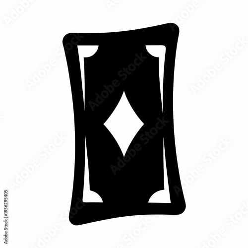 Stylized Playing Card Depicting the Suit of Diamonds in Black and White