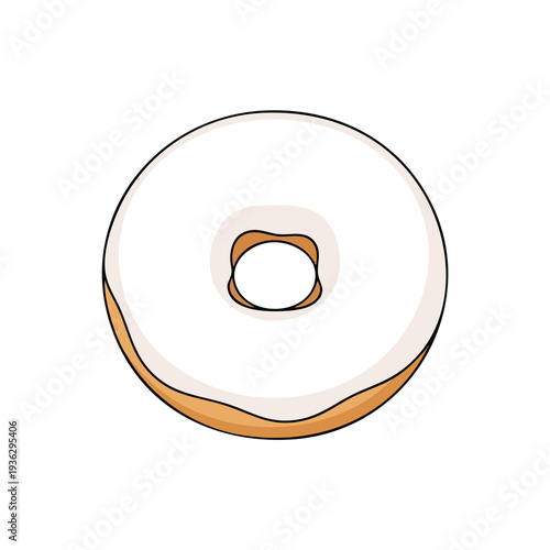 Close Up of a Classic White Doughnut with a Hole Perfect for Bakery and Snack Themes