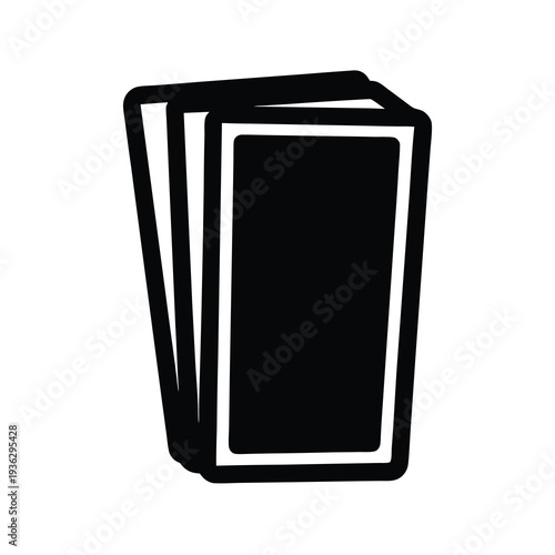 Stack of playing cards in black and white iconic style illustration