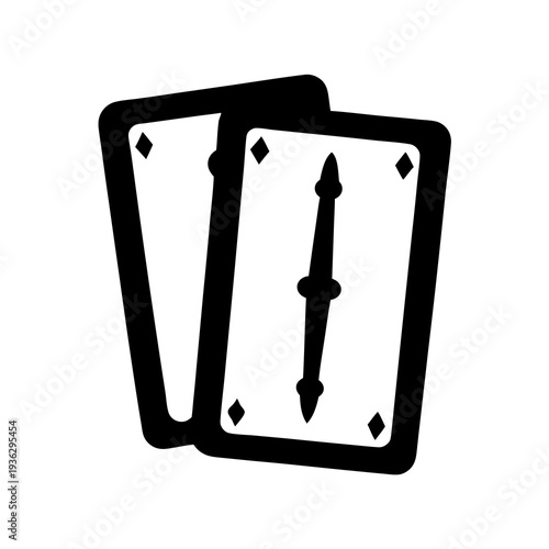 Minimalist black and white playing cards illustration of card game set