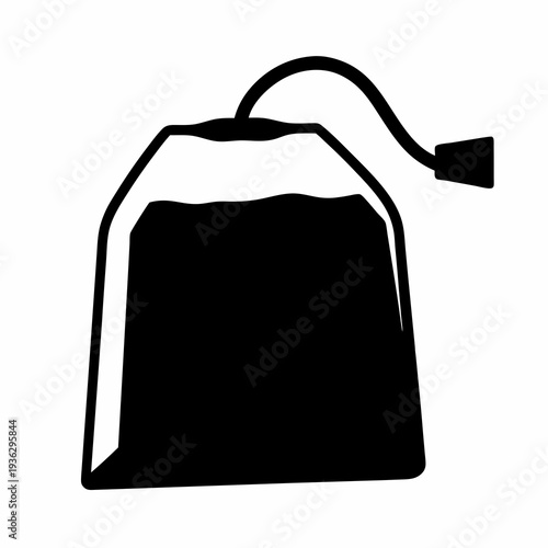 Black tea bag icon vector illustration for hot beverages concept