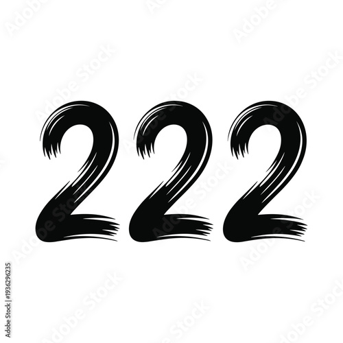 Black brush stroke numbers two number 222 vector illustration isolated on white background