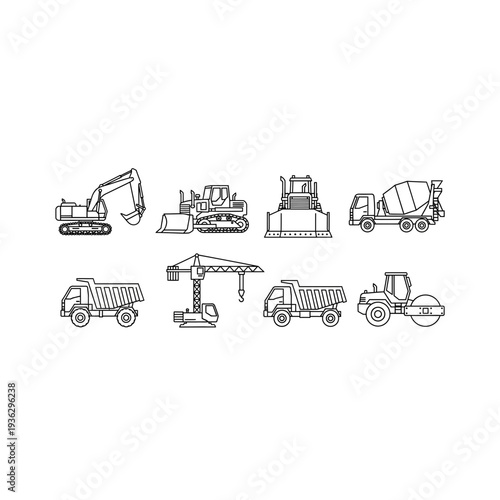 A collection of construction vehicles and equipment