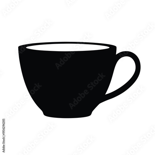 Elegant black silhouette of a tea or coffee cup illustration